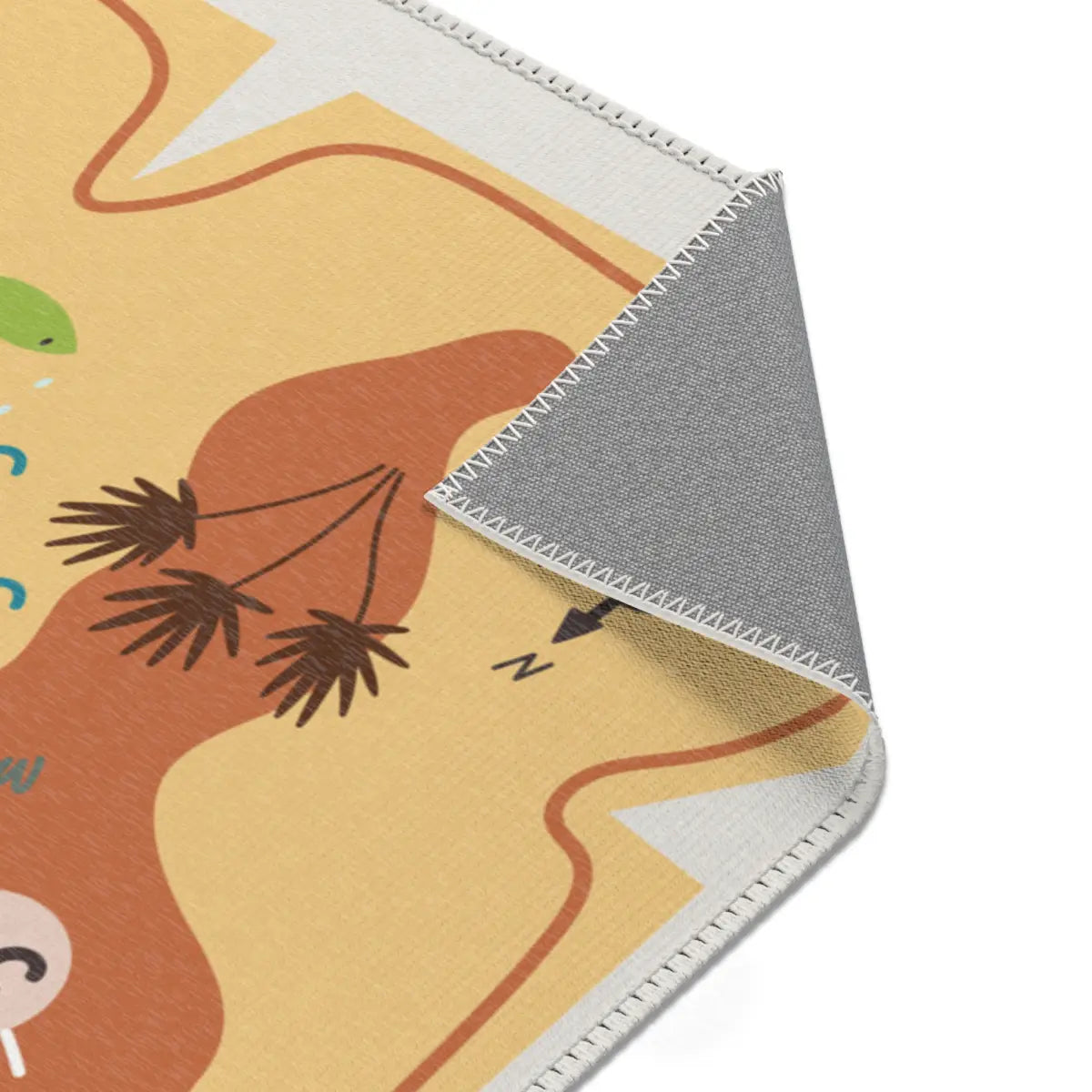 Spielteppich "Schatzjagd" von spielzwerg. Nahaufnahme umgeklappte Ecke. RUG-00098-XL, RUG-00098-L.