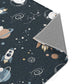 Kinderteppich "Weltraumbären" von spielzwerg. Nahaufnahme umgeklappte Ecke. RUG-00136-XL, RUG-00136-L.