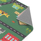 Spielteppich "Vorstadtchaos" von spielzwerg. Nahaufnahme umgeklappte Ecke. RUG-00104-XL, RUG-00104-L.