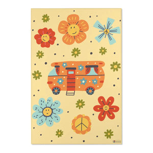 Kinderteppich "Hippie Wohnmobil" von spielzwerg. Frontansicht von vorne.