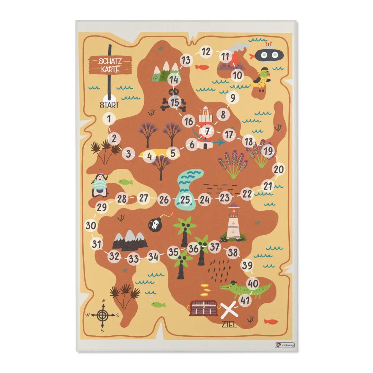 Spielteppich "Schatzjagd" von spielzwerg. Frontansicht von vorne.