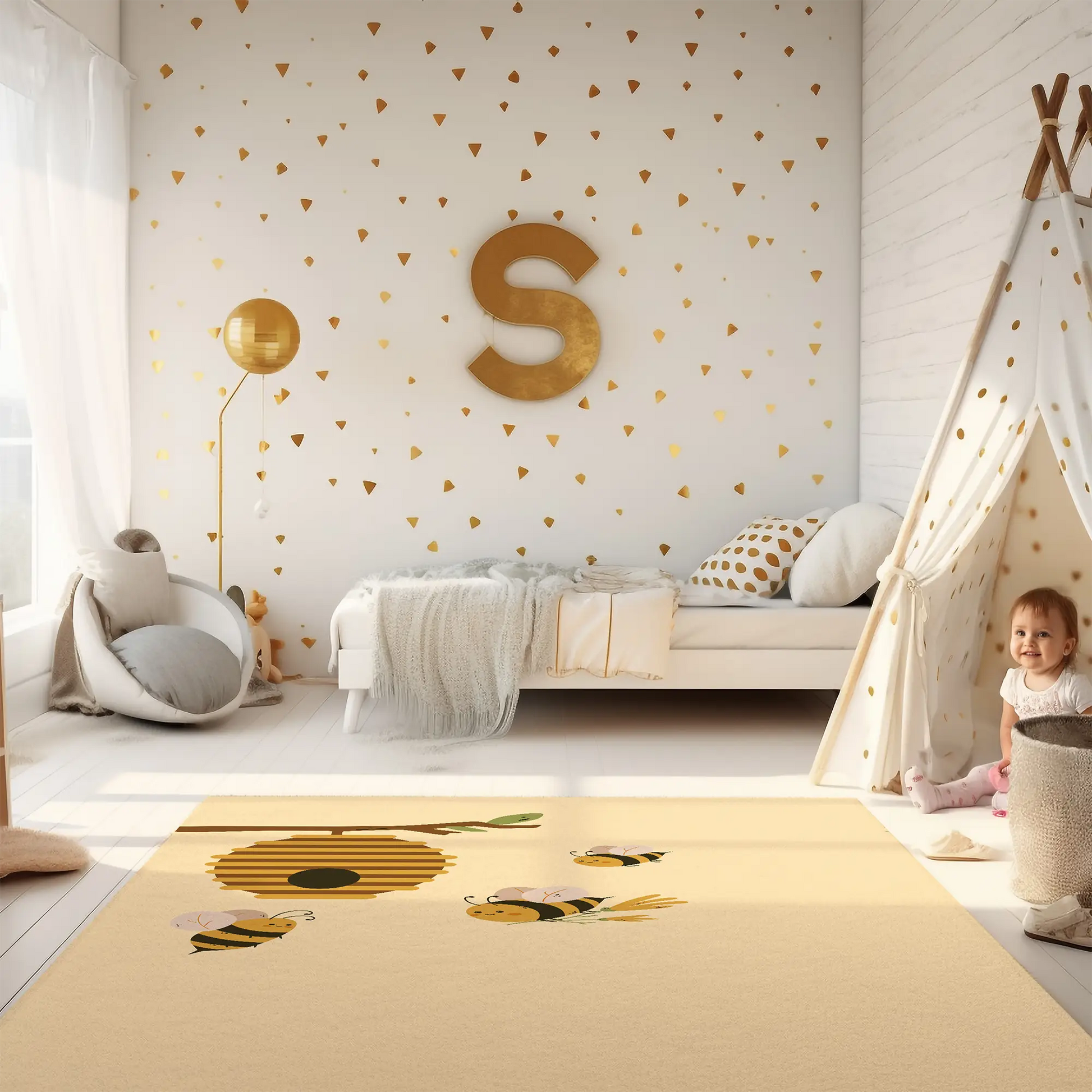 Kinderteppich "Bienennest" von spielzwerg. RUG-00047-XL, RUG-00047-L.