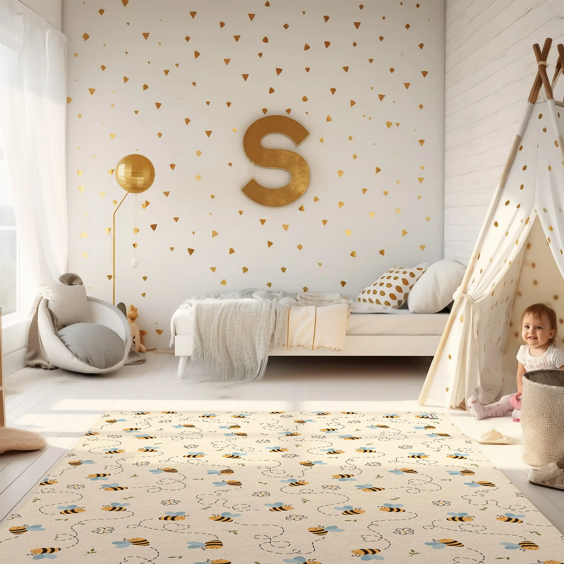 Kinderteppich "Bienchen Summ" von spielzwerg. RUG-00084-XL, RUG-00084-L.