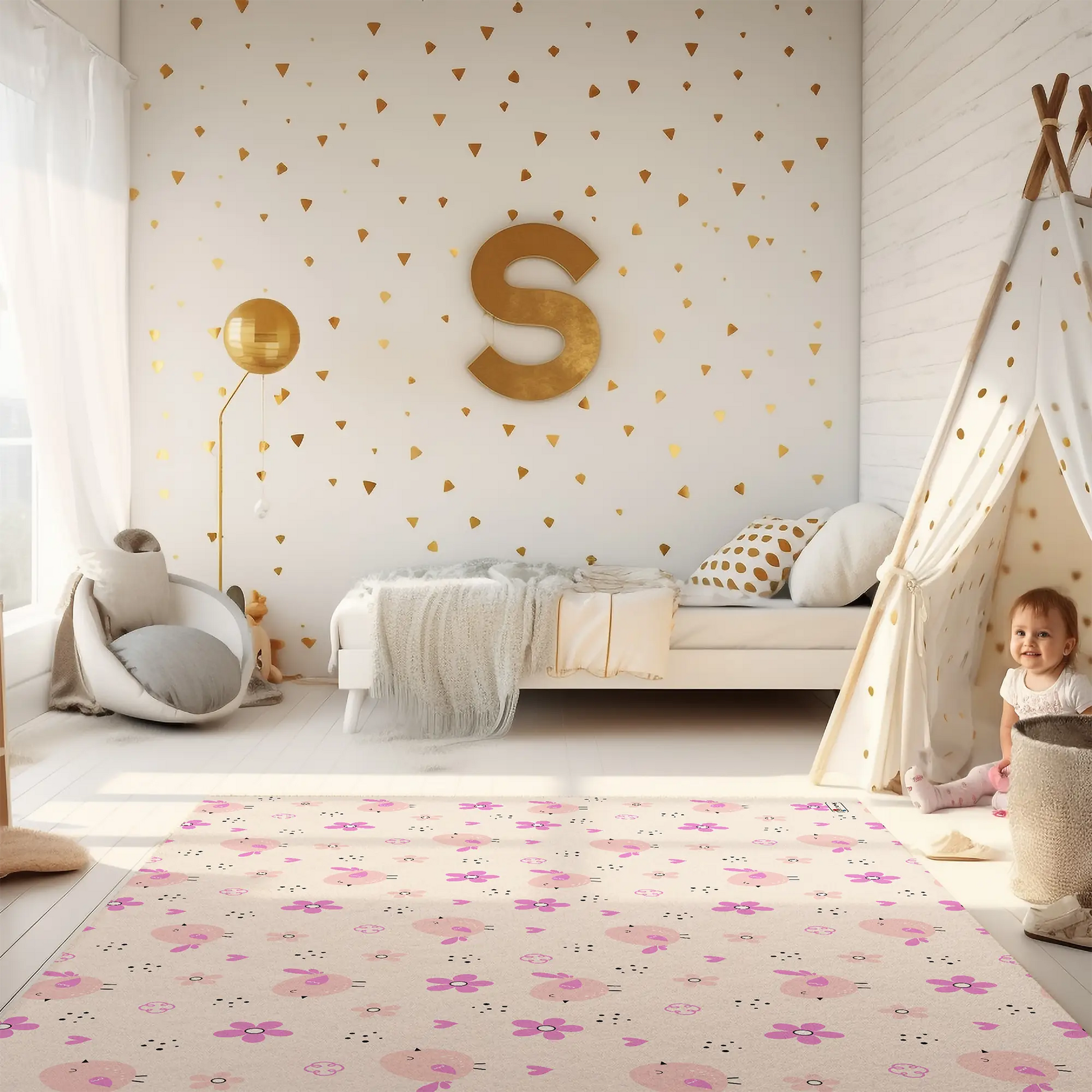 Kinderteppich "Vogelgesang" von spielzwerg. RUG-00065-XL, RUG-00065-L.