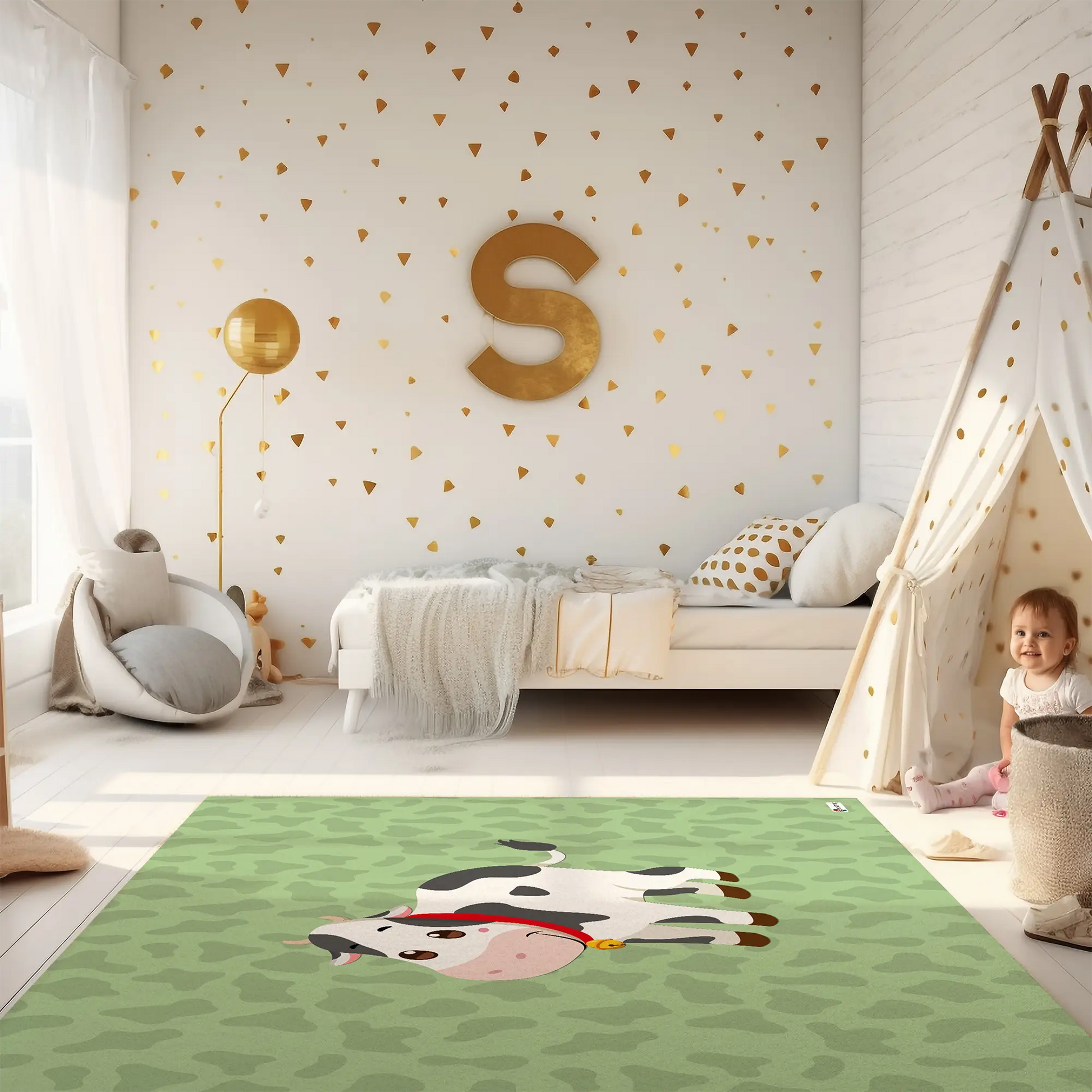 Kinderteppich "Klara Kuh" von spielzwerg. RUG-00145-XL, RUG-00145-L.