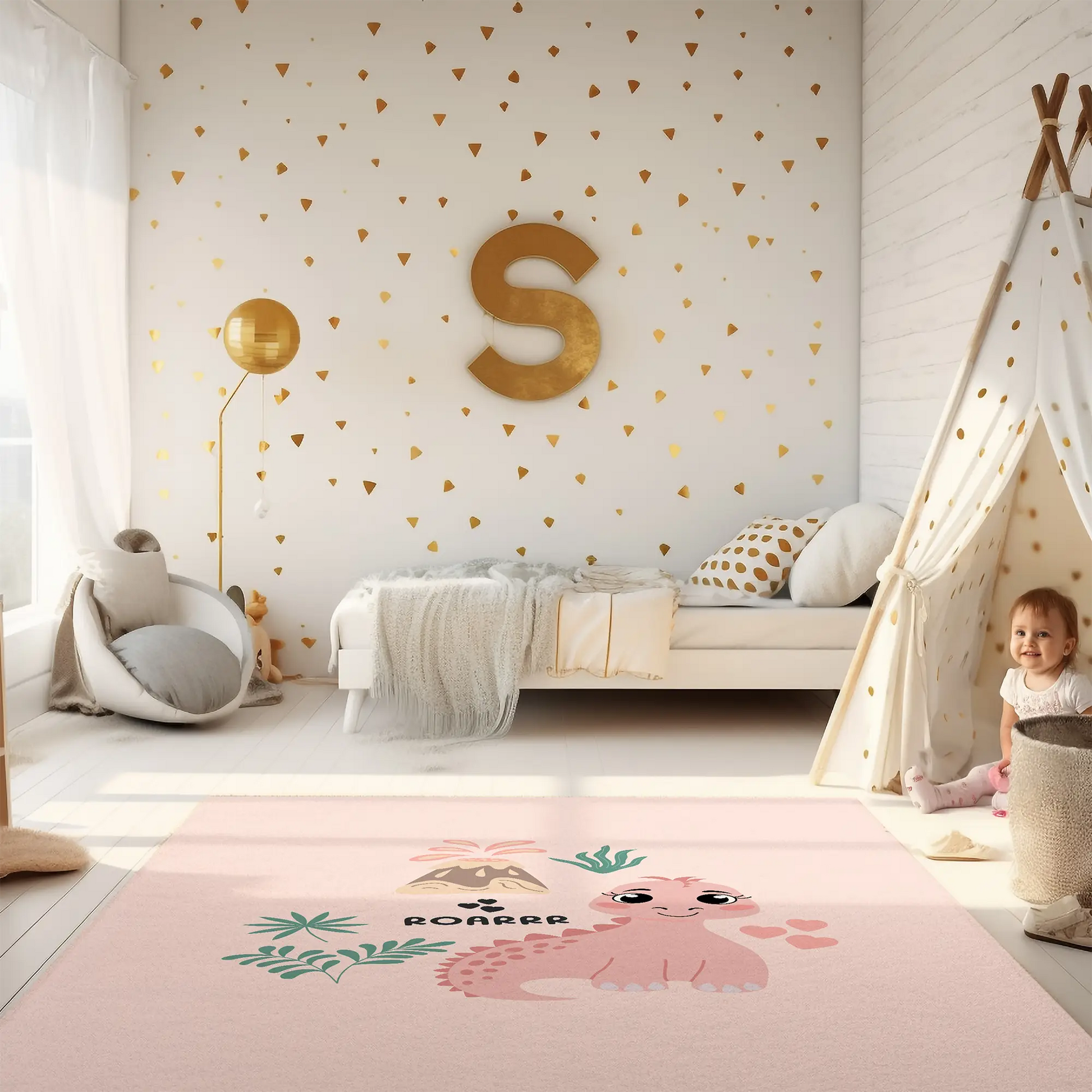 Kinderteppich "Mia Dino" von spielzwerg. RUG-00112-XL, RUG-00112-L.