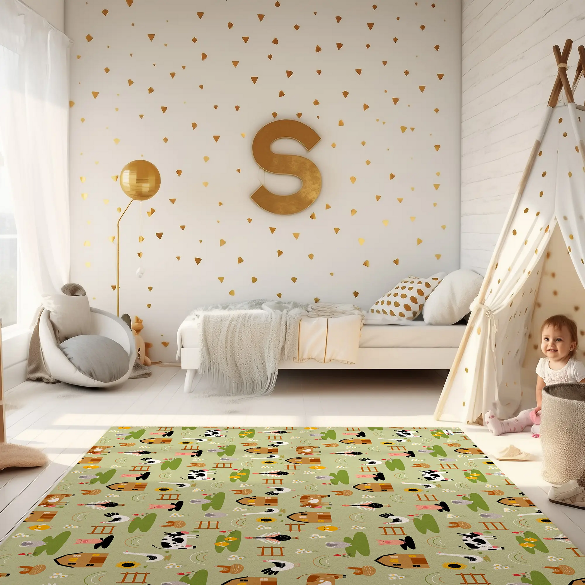 Kinderteppich "Auf der Weide" von spielzwerg. RUG-00005-XL, RUG-00005-L.