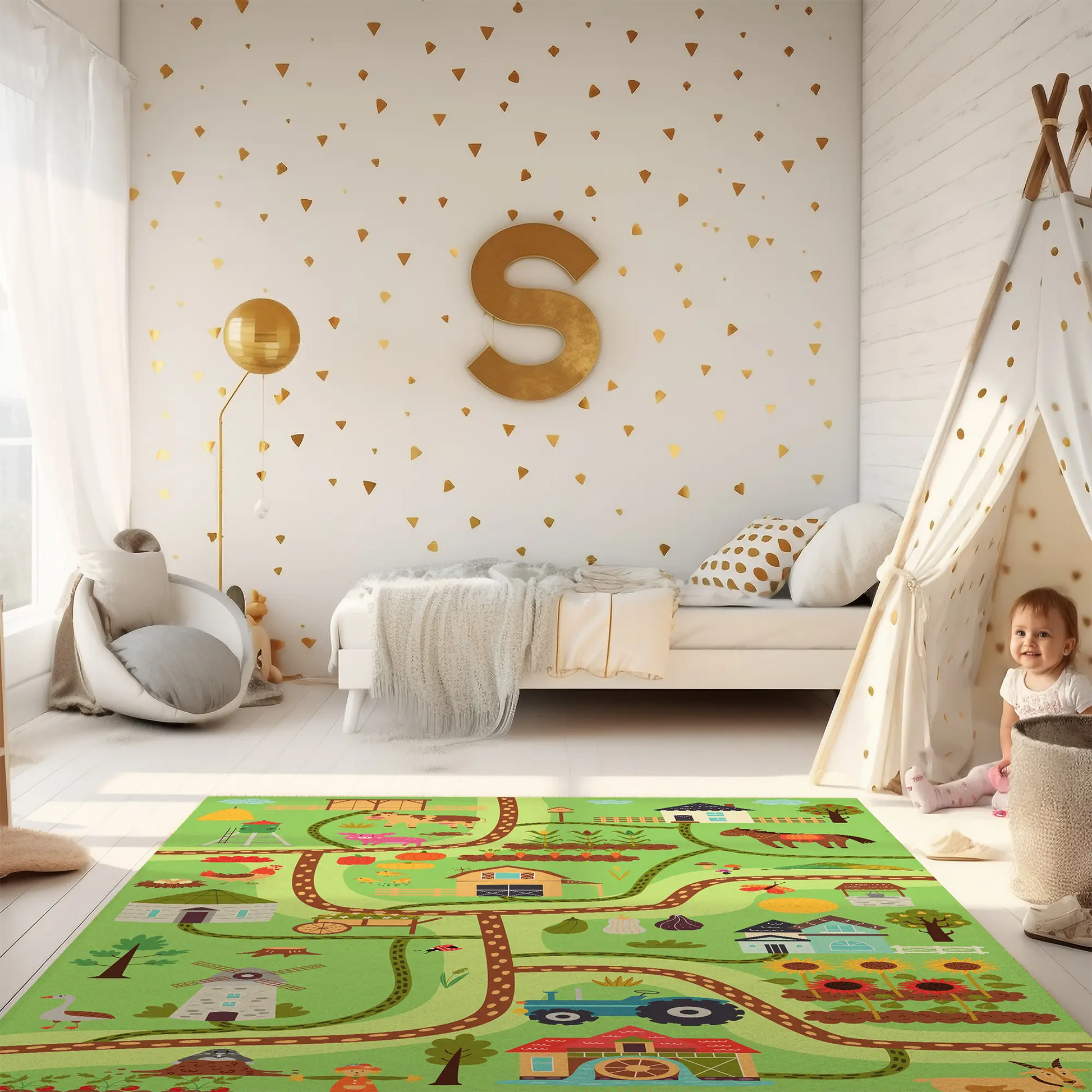 Spielteppich "Marias Farm" von spielzwerg. RUG-00091-XL, RUG-00091-L.