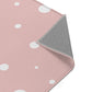 Kinderteppich "Weiße Punkte" von spielzwerg. Nahaufnahme umgeklappte Ecke. RUG-00172-XL, RUG-00172-L.