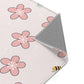 Kinderteppich "Blütennektar" von spielzwerg. Nahaufnahme umgeklappte Ecke. RUG-00058-XL, RUG-00058-L.
