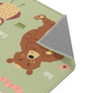 Kinderteppich "Waldtierkunde" von spielzwerg. Nahaufnahme umgeklappte Ecke. RUG-00109-XL, RUG-00109-L.