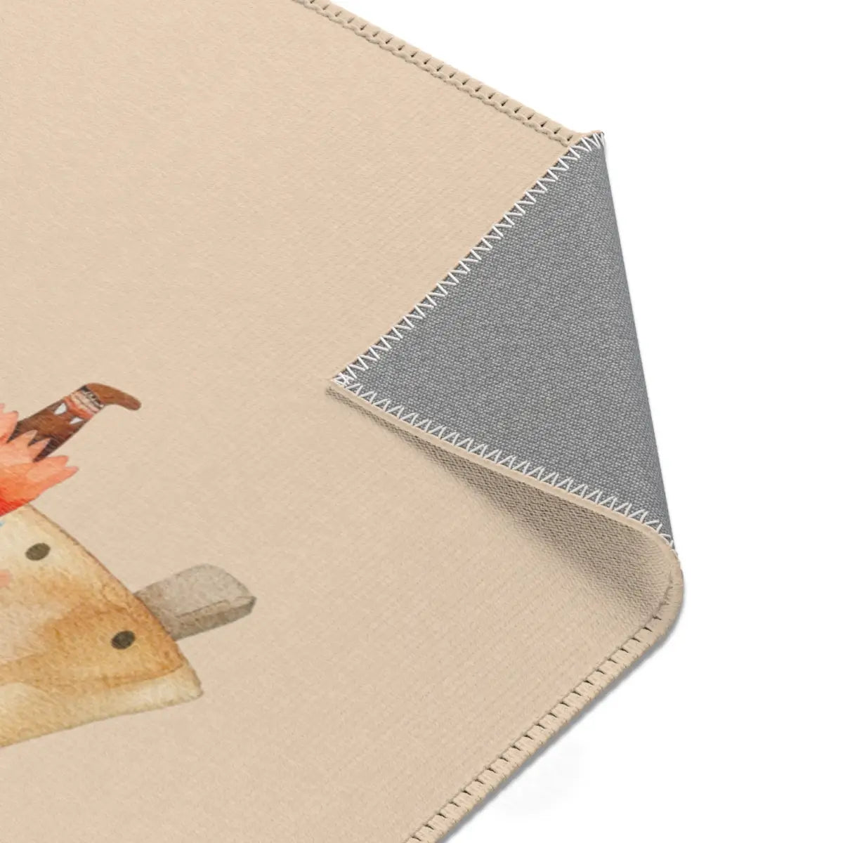 Kinderteppich "Indianer" von spielzwerg. Nahaufnahme umgeklappte Ecke. RUG-00186-XL, RUG-00186-L.