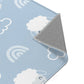 Kinderteppich "Flauschige Wolken" von spielzwerg. Nahaufnahme umgeklappte Ecke. RUG-00016-XL, RUG-00016-L.