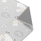 Kinderteppich "Weiße Schäfchen" von spielzwerg. Nahaufnahme umgeklappte Ecke. RUG-00015-XL, RUG-00015-L.