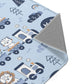 Kinderteppich „Tier-Lokomotive“ von spielzwerg. Nahaufnahme umgeklappte Ecke. RUG-00074-XL, RUG-00074-L.