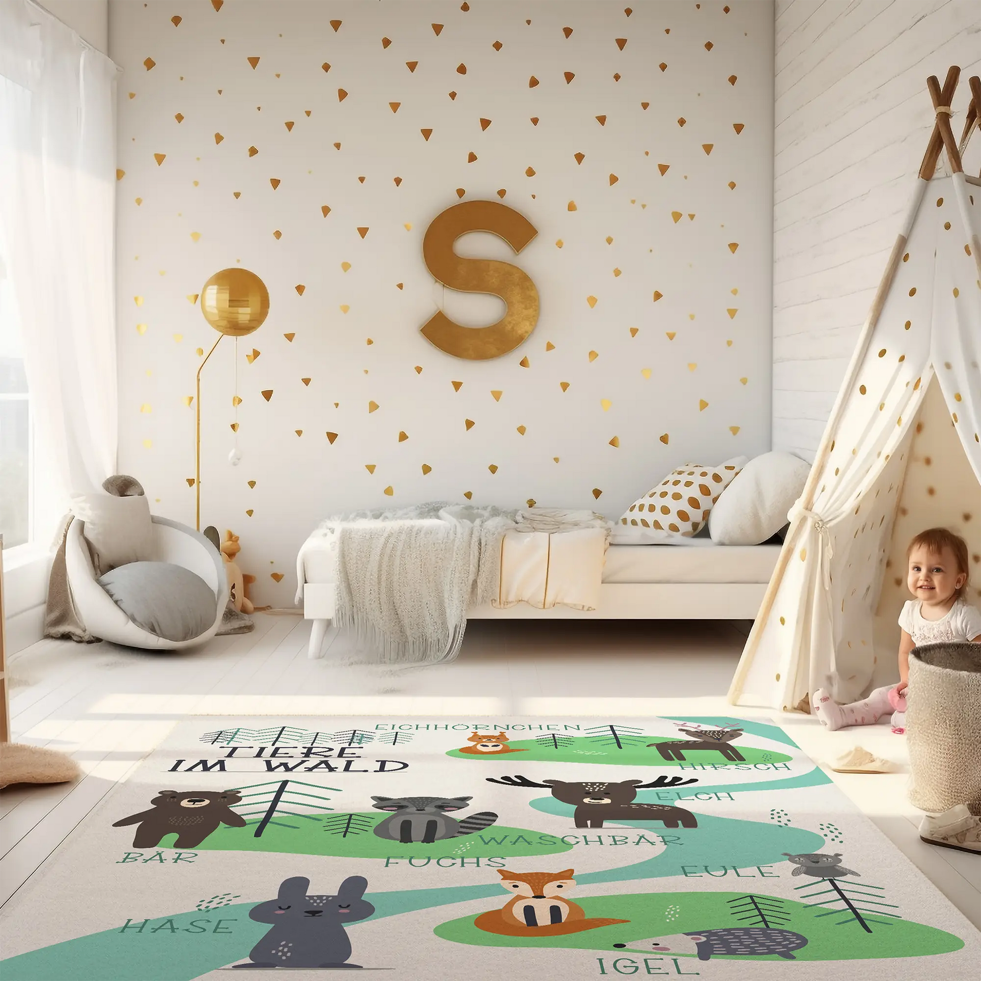 Kinderteppich "Waldfreunde" von spielzwerg. RUG-00108-XL, RUG-00108-L.