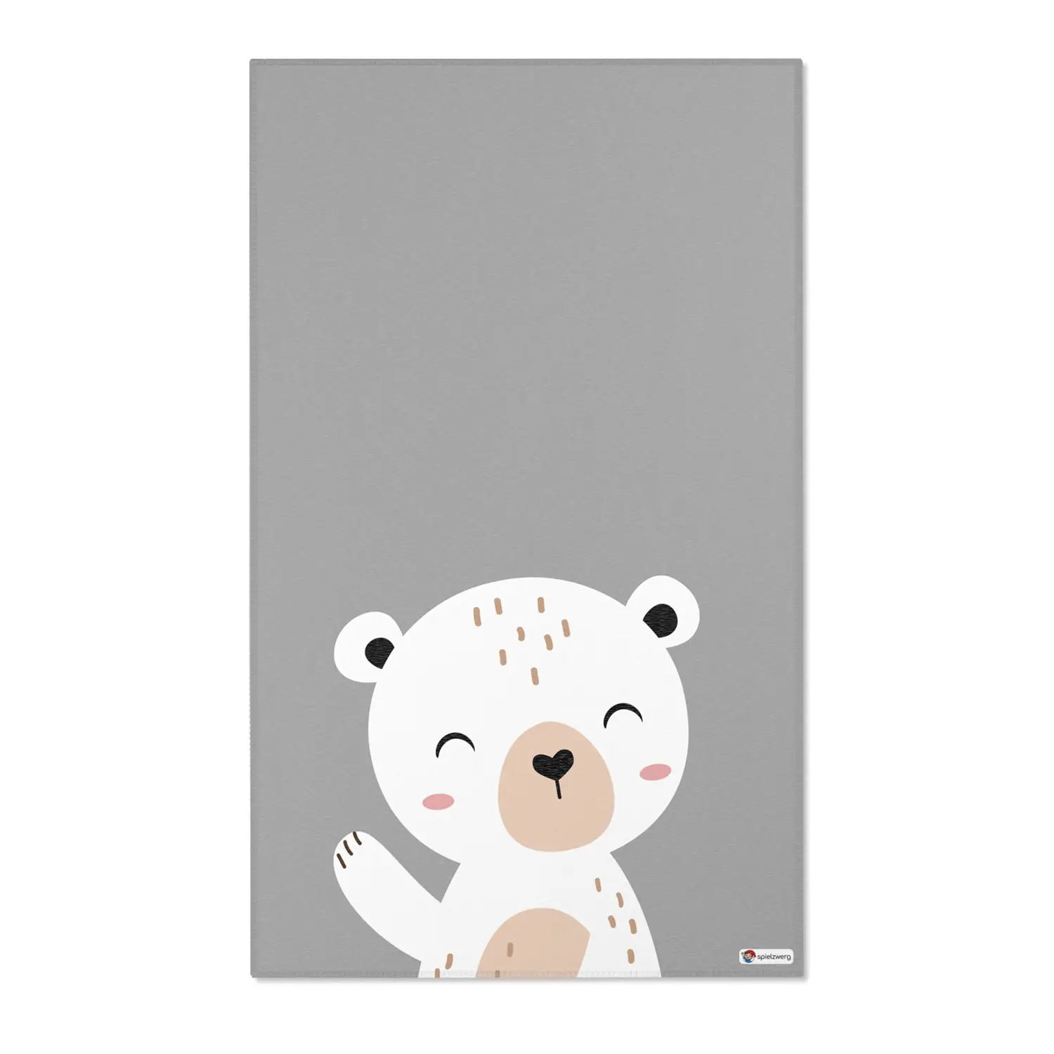 Kinderteppich "Eli Eisbär" von spielzwerg. Frontansicht von vorne. Größe L 150x90 cm.