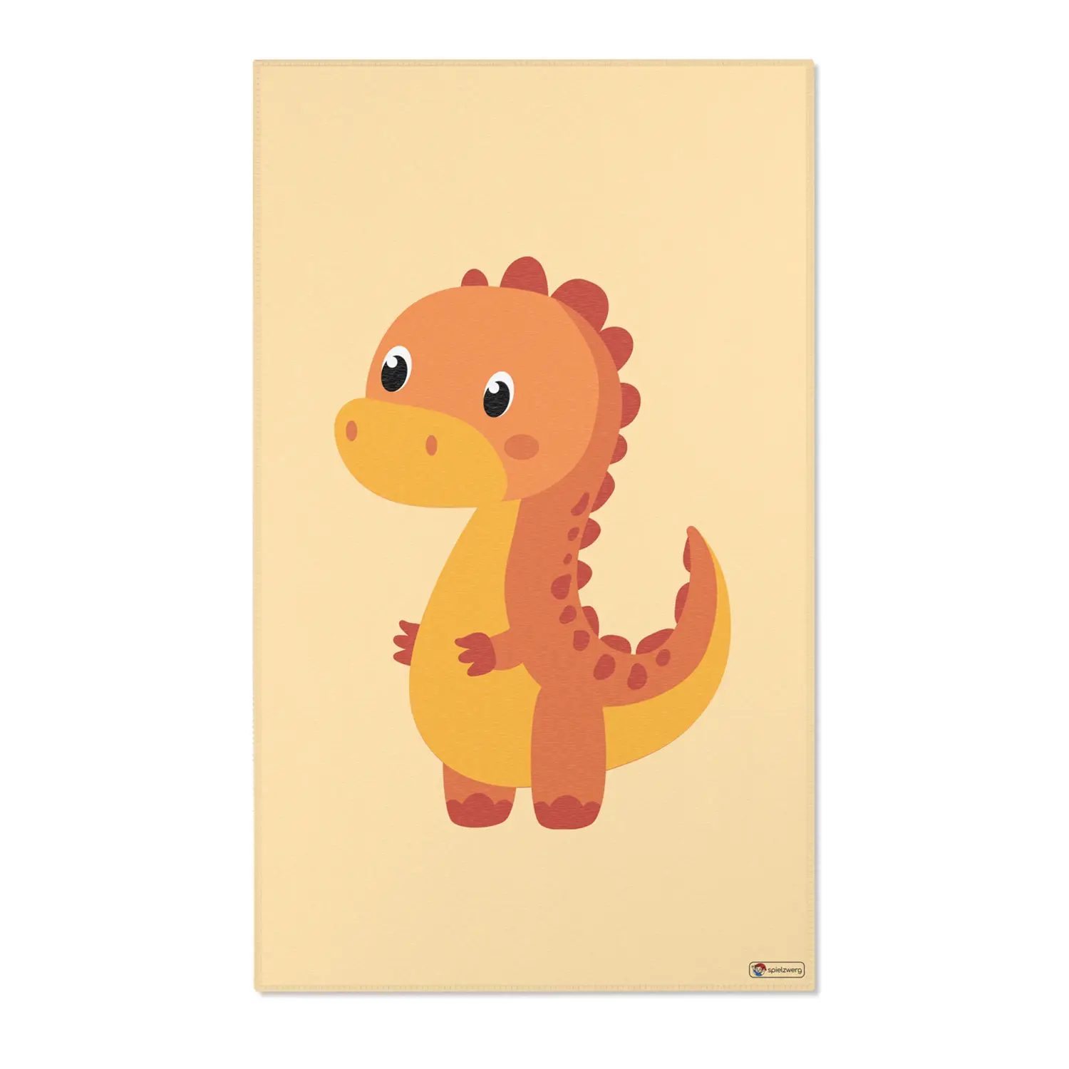 Kinderteppich "Lino Dino" von spielzwerg. Frontansicht von vorne. Größe L 150x90 cm.