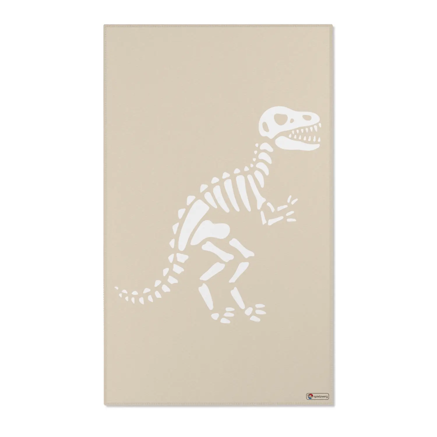 Kinderteppich "Dino-Skelett" von spielzwerg. Frontansicht von vorne. Größe L 150x90 cm.