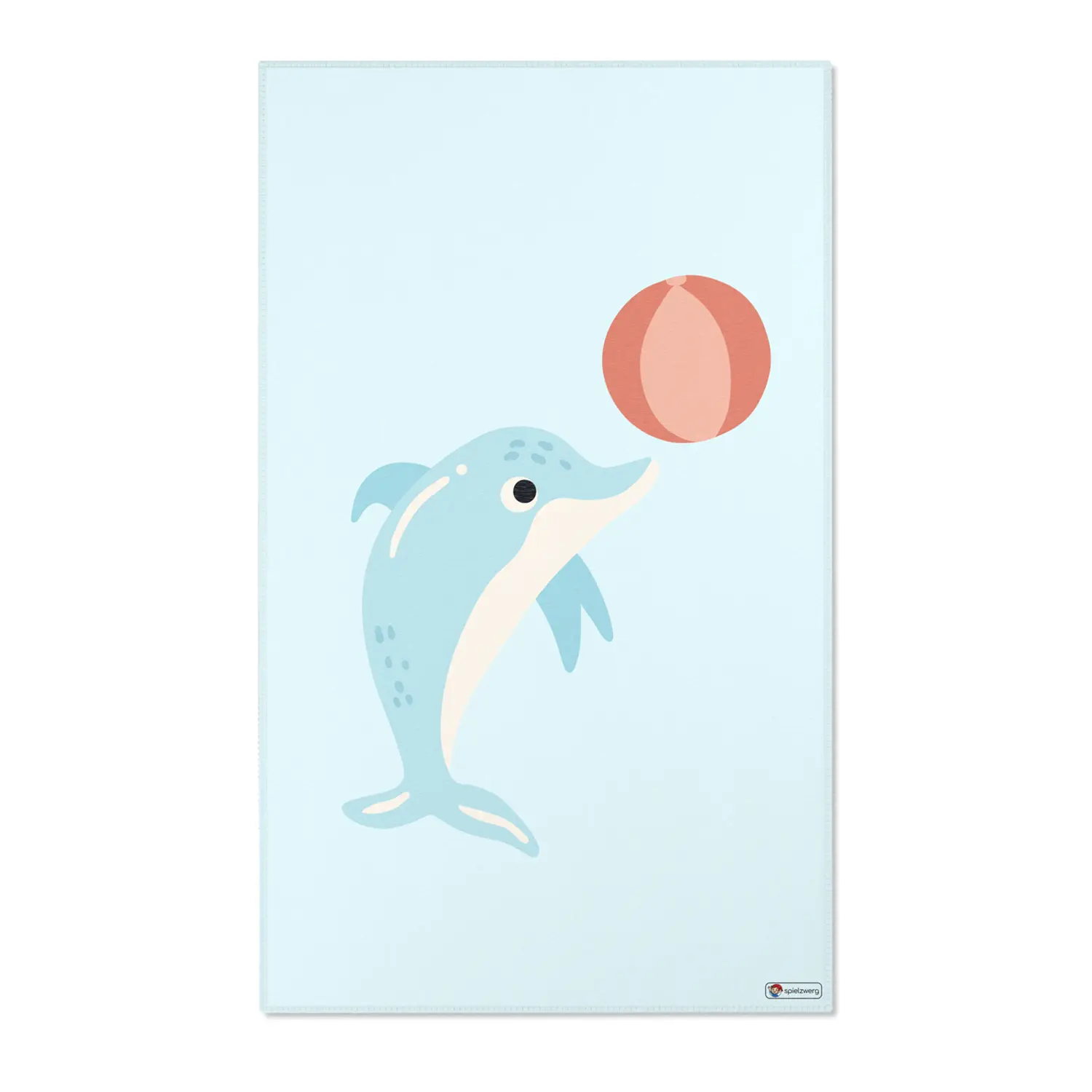 Kinderteppich "Flipper" von spielzwerg. Frontansicht von vorne. Größe L 150x90 cm.