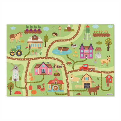 Spielteppich "Ottos Farm" von spielzwerg. Frontansicht von vorne. Größe XL 180x120 cm.