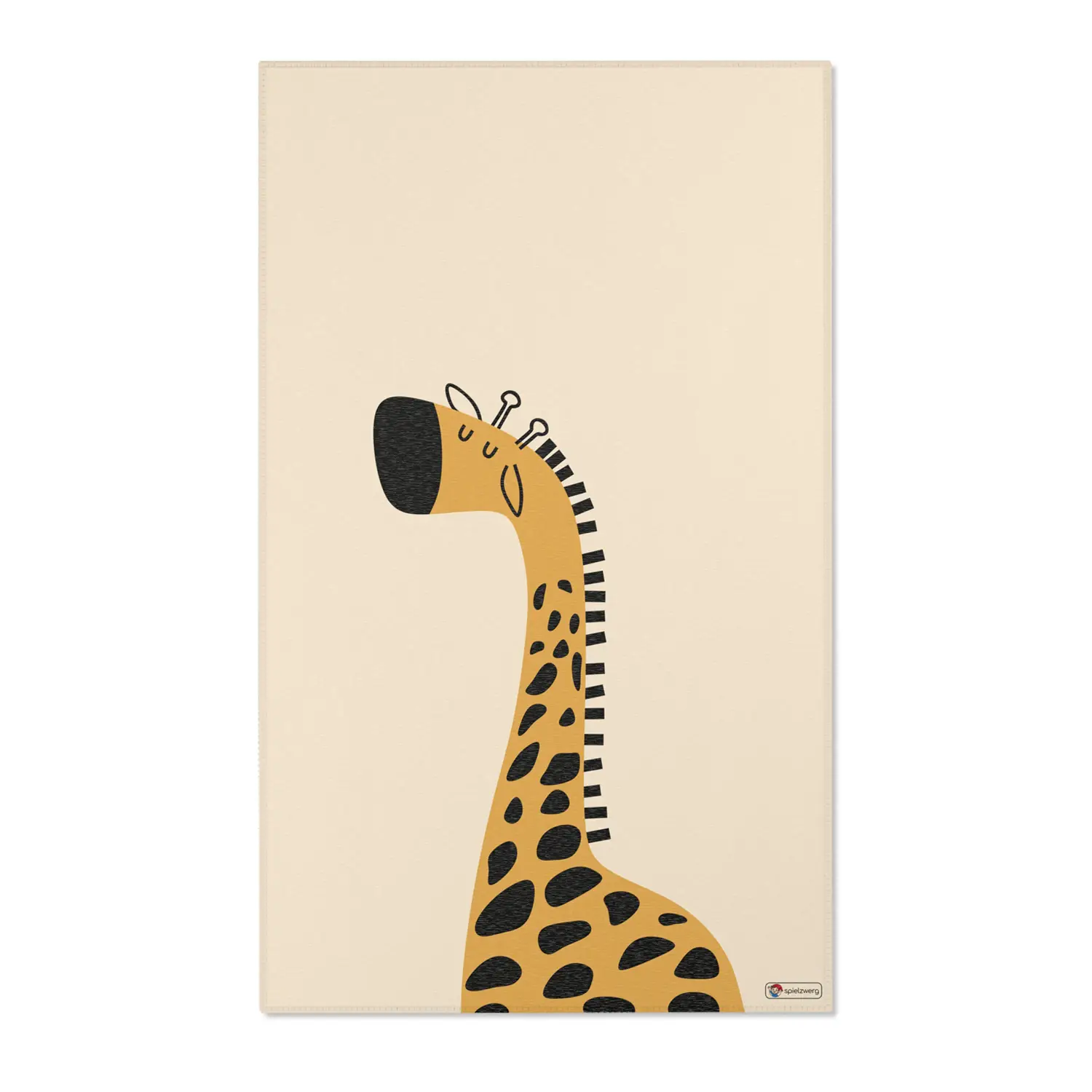 Kinderteppich "Guido Giraffe" von spielzwerg. Frontansicht von vorne. Größe L 150x90 cm.