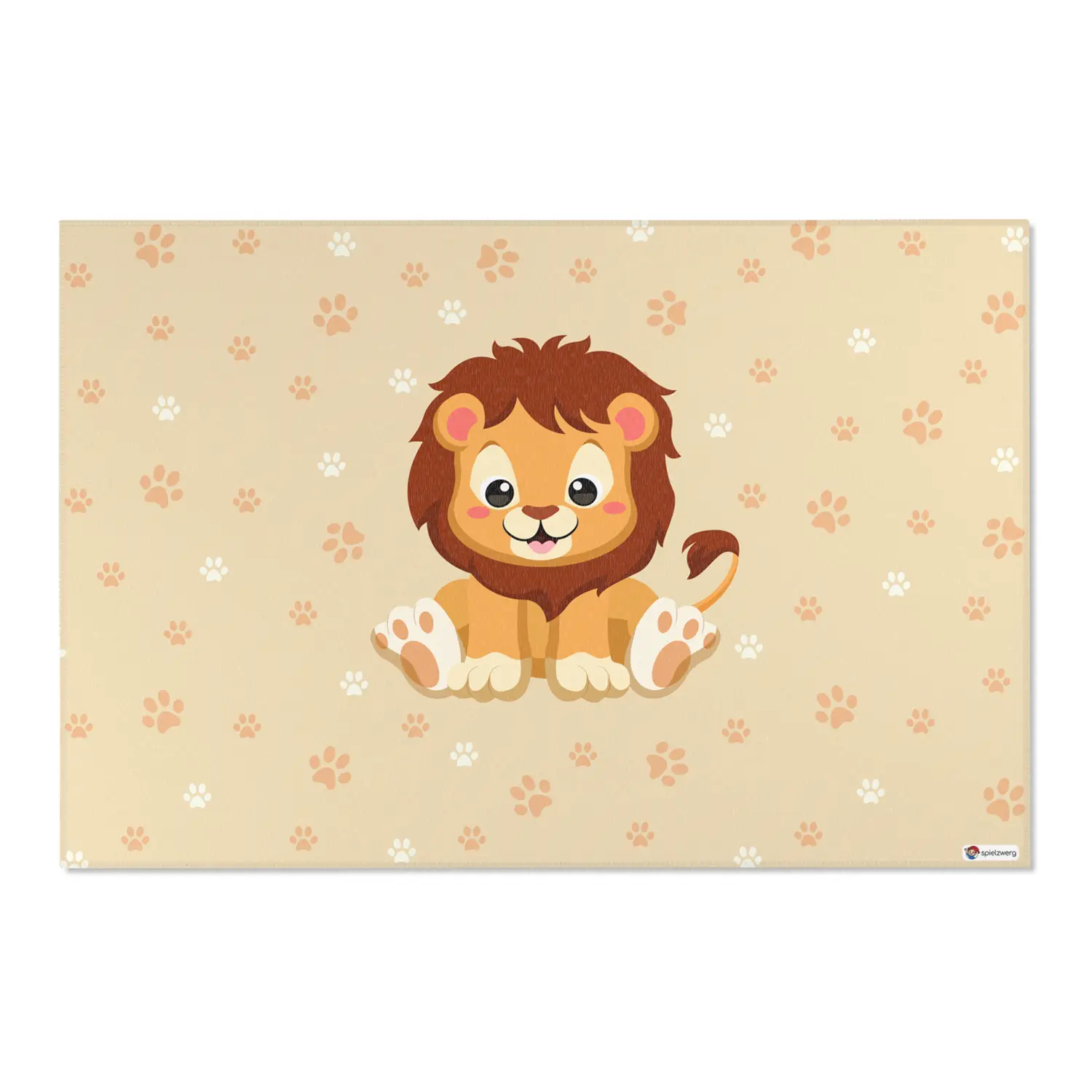 Kinderteppich "Leon Löwe" von spielzwerg. Frontansicht von vorne. Größe XL 180x120 cm.