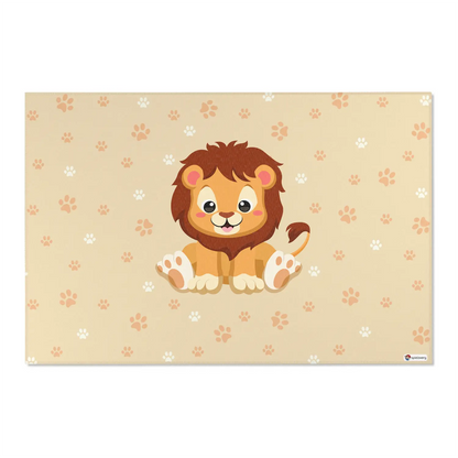 Kinderteppich "Leon Löwe" von spielzwerg. Frontansicht von vorne. Größe XL 180x120 cm.
