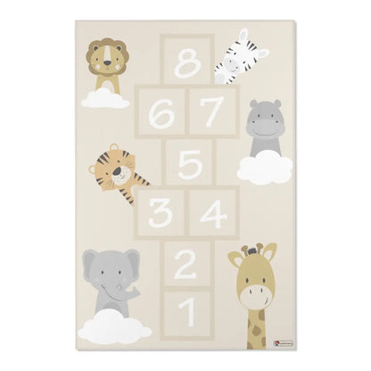 Spielteppich "Hüpfspiel Tiere" von spielzwerg. Frontansicht von vorne.