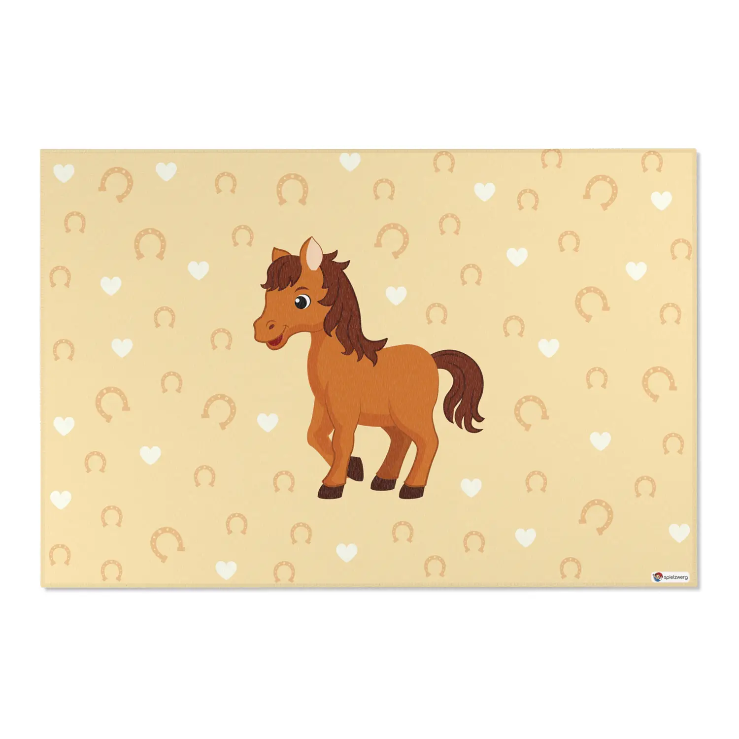 Kinderteppich "Pia Pony" von spielzwerg. Frontansicht von vorne. Größe XL 180x120 cm.