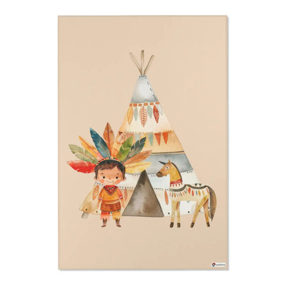 Kinderteppich "Indianer" von spielzwerg. Frontansicht von vorne.