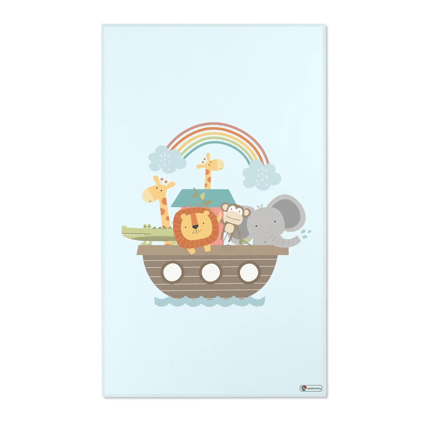 Kinderteppich "Arche Noah" von spielzwerg. Frontansicht von vorne. Größe L 150x90 cm.