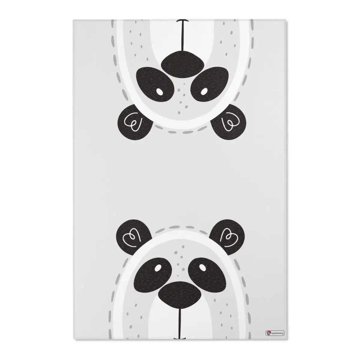 Kinderteppich "Boho Pandas" von spielzwerg. Frontansicht von vorne.