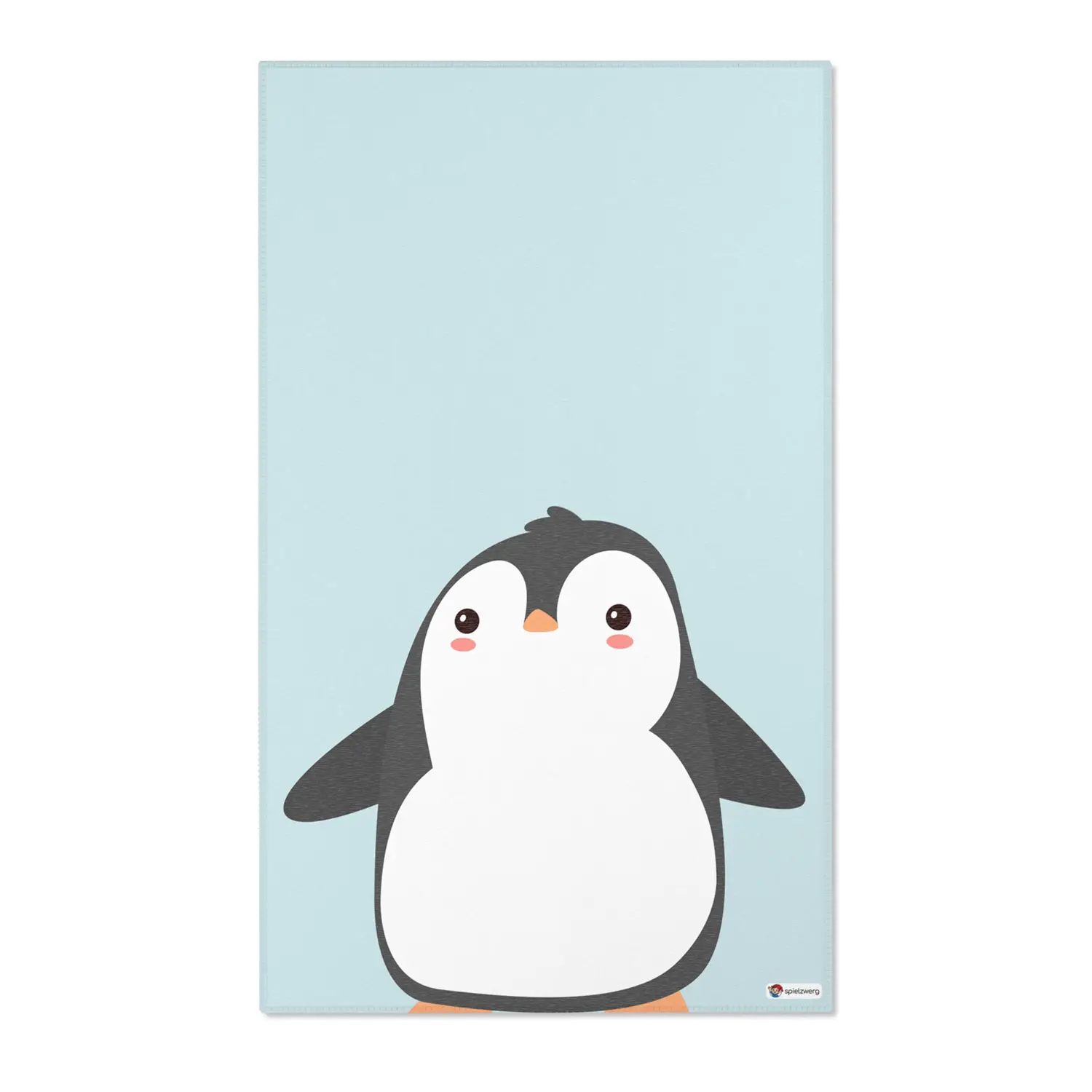 Kinderteppich "Pingu" von spielzwerg. Frontansicht von vorne. Größe L 150x90 cm.