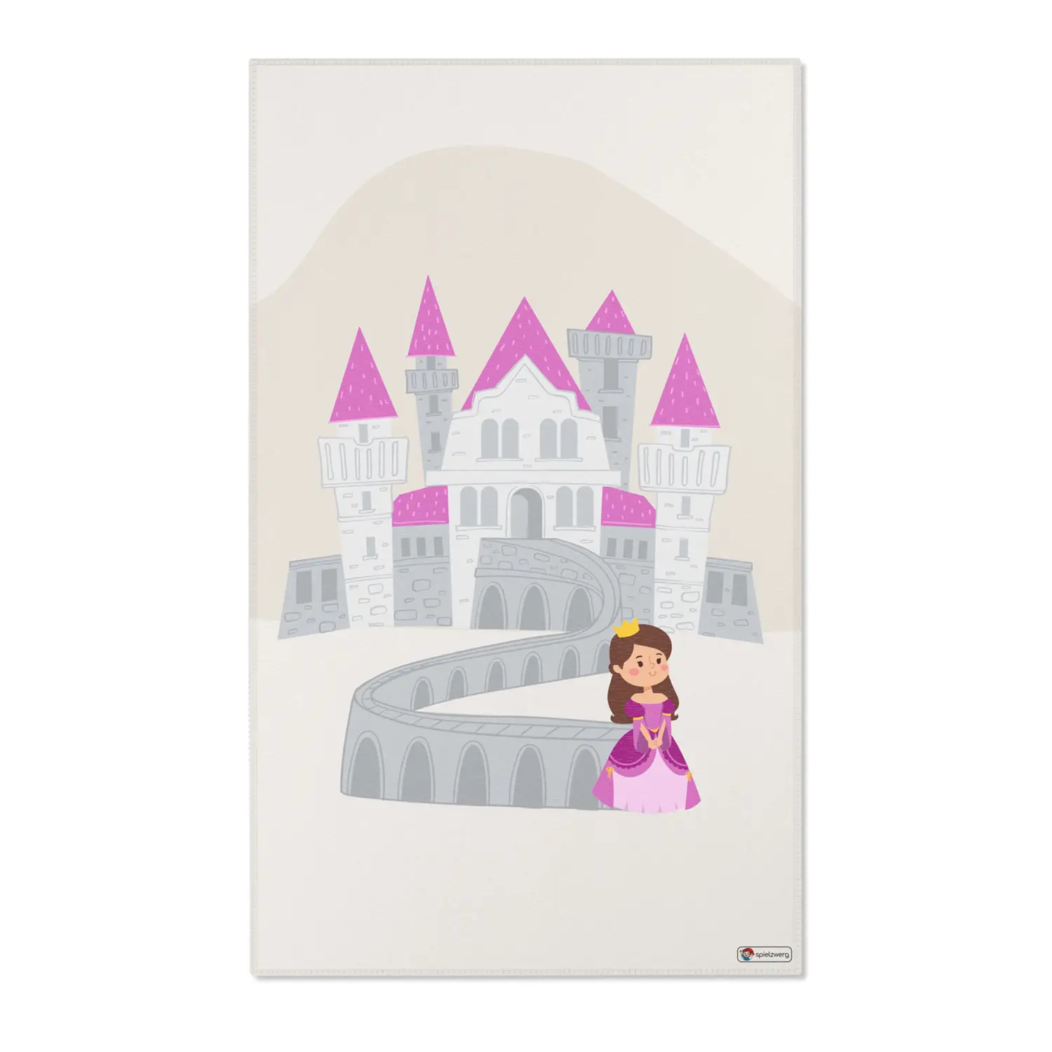 Kinderteppich "Kleine Prinzessin" von spielzwerg. Frontansicht von vorne. Größe L 150x90 cm.