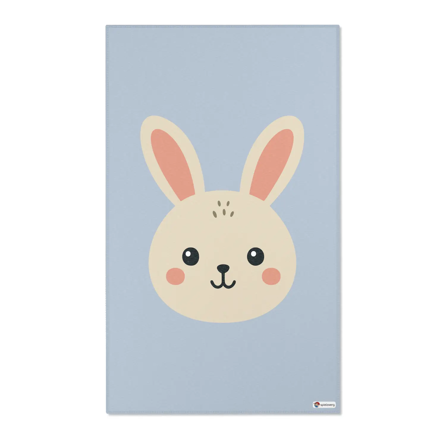 Kinderteppich "Hasi" von spielzwerg. Frontansicht von vorne. Größe L 150x90 cm.