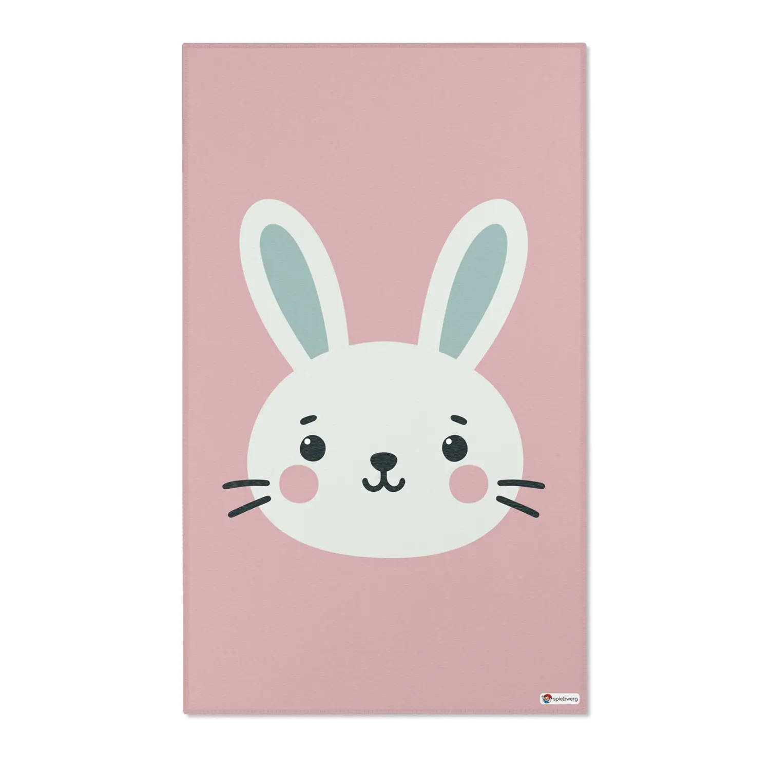Kinderteppich "Hasi" von spielzwerg. Frontansicht von vorne. Größe L 150x90 cm.