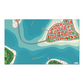 Spielteppich "Stadt am Meer" von spielzwerg. Frontansicht von vorne. Größe L 150x90 cm.