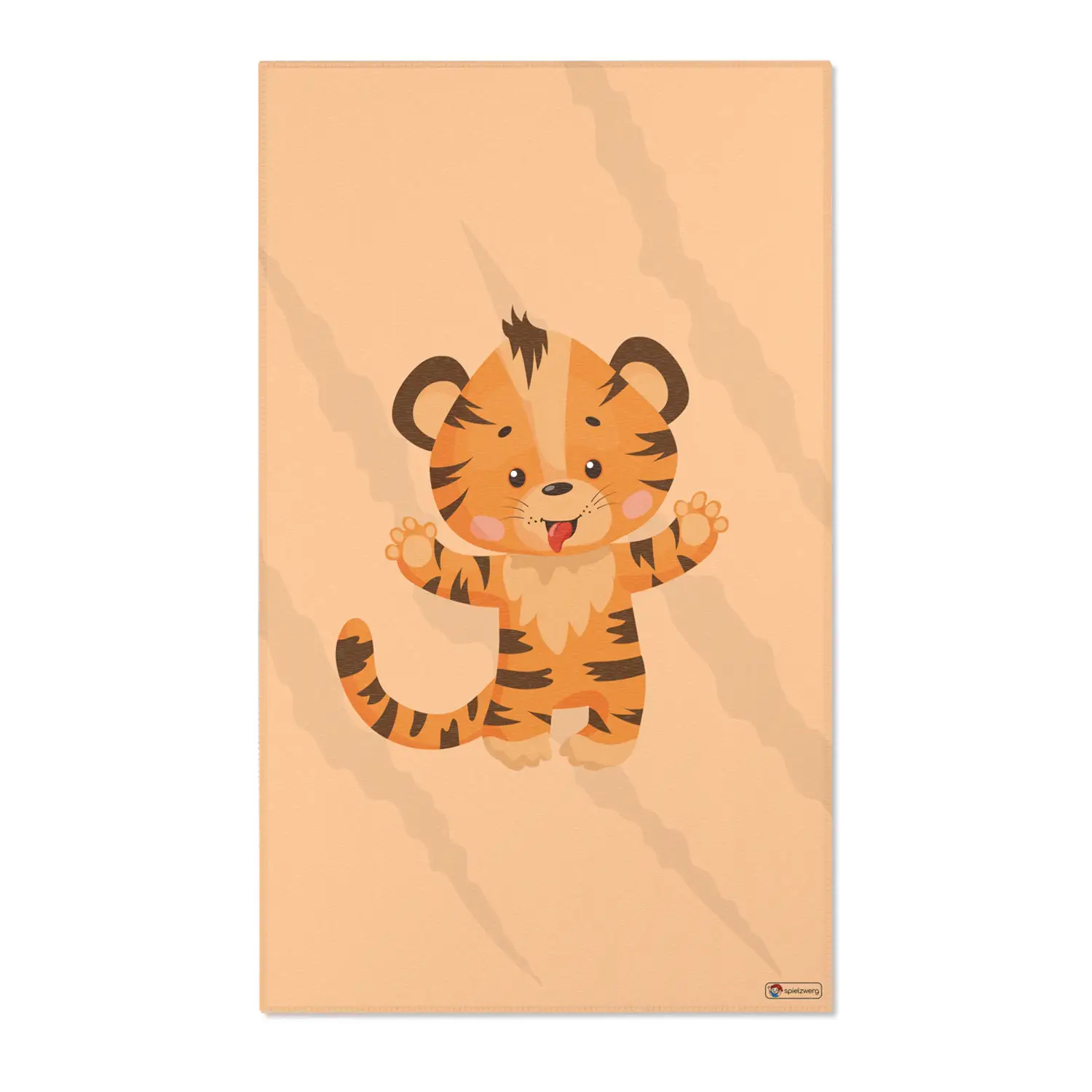 Kinderteppich "Tigerstark" von spielzwerg. Frontansicht von vorne. Größe L 150x90 cm.