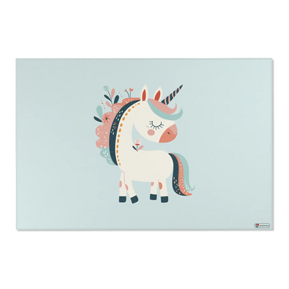 Kinderteppich "Blumeneinhorn" von spielzwerg. Frontansicht von vorne. Größe XL 180x120 cm.