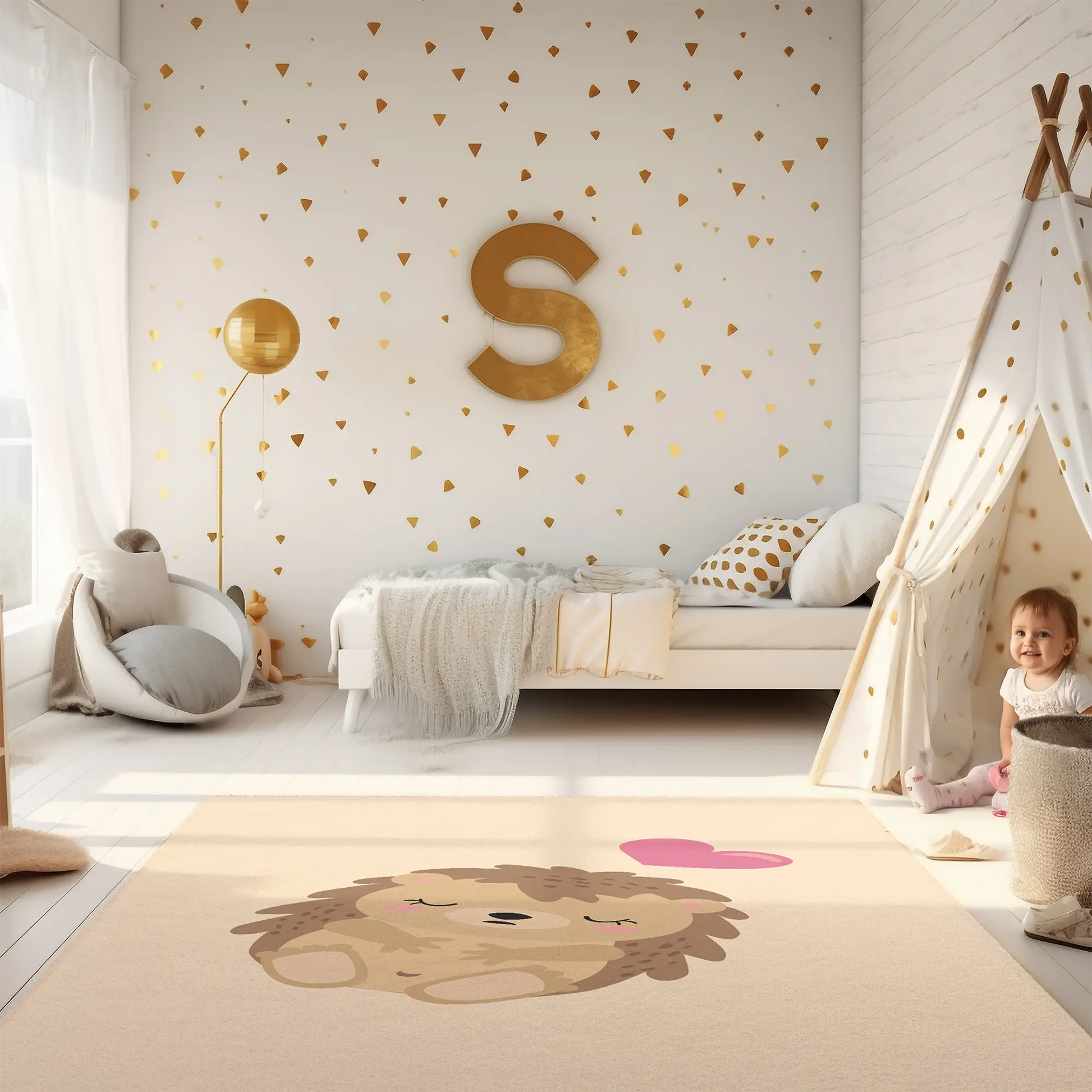 Kinderteppich "Schlummernder Igel" von spielzwerg. RUG-00024-XL, RUG-00024-L.