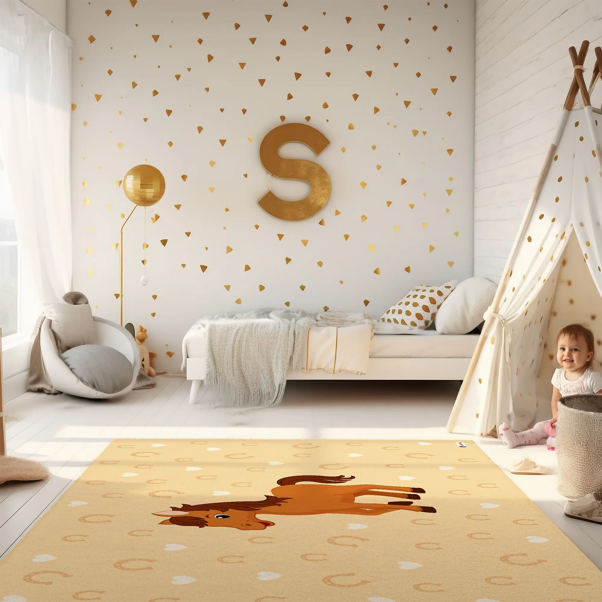 Kinderteppich "Pia Pony" von spielzwerg. RUG-00147-XL, RUG-00147-L.