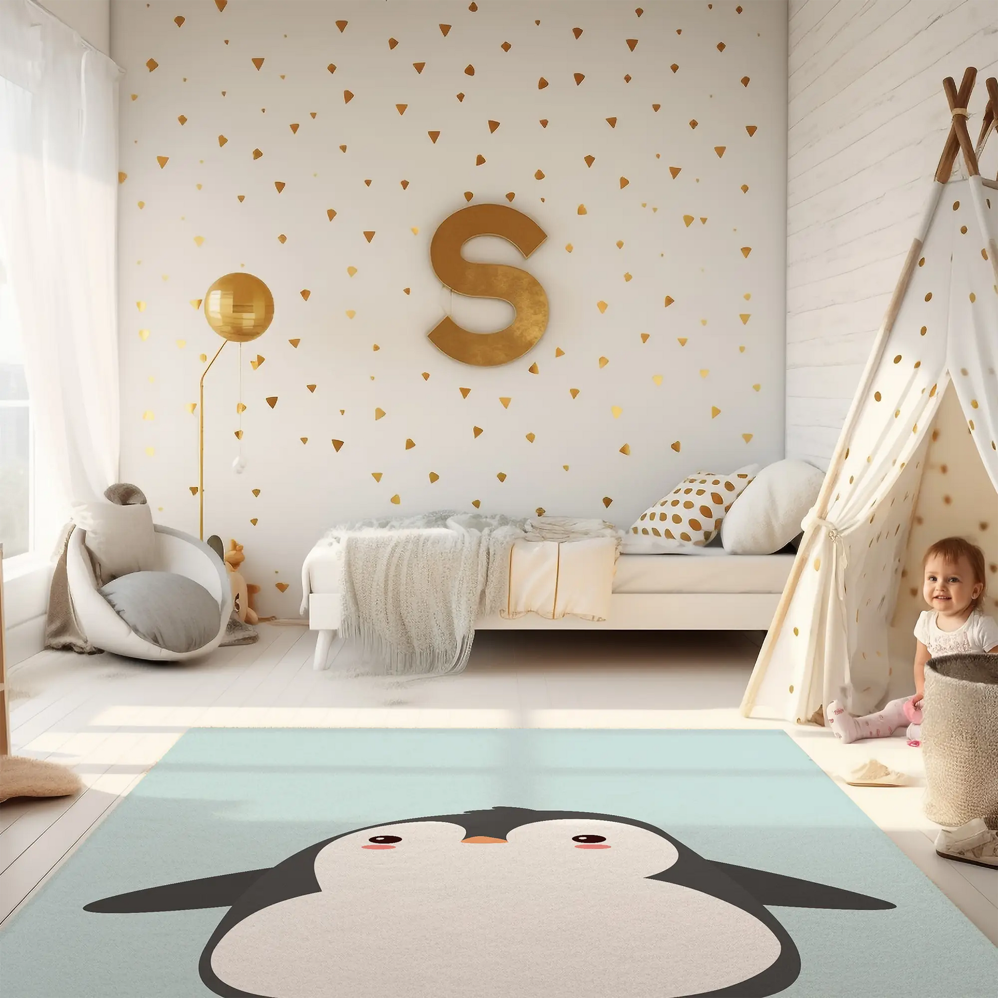 Kinderteppich "Pingu" von spielzwerg. RUG-00185-XL, RUG-00185-L.