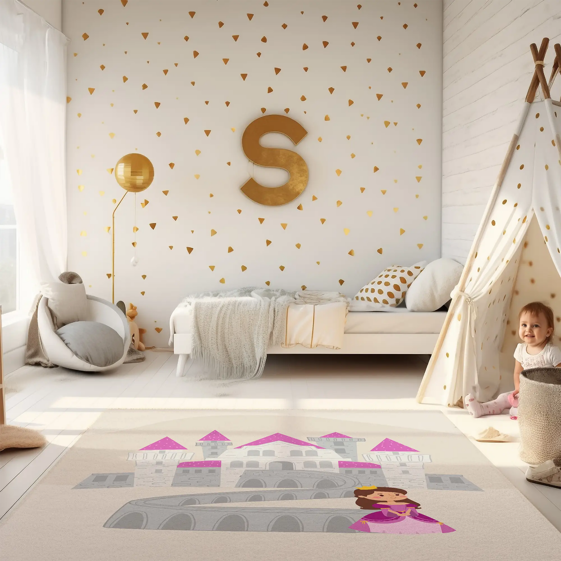Kinderteppich "Kleine Prinzessin" von spielzwerg. RUG-00017-XL, RUG-00017-L.