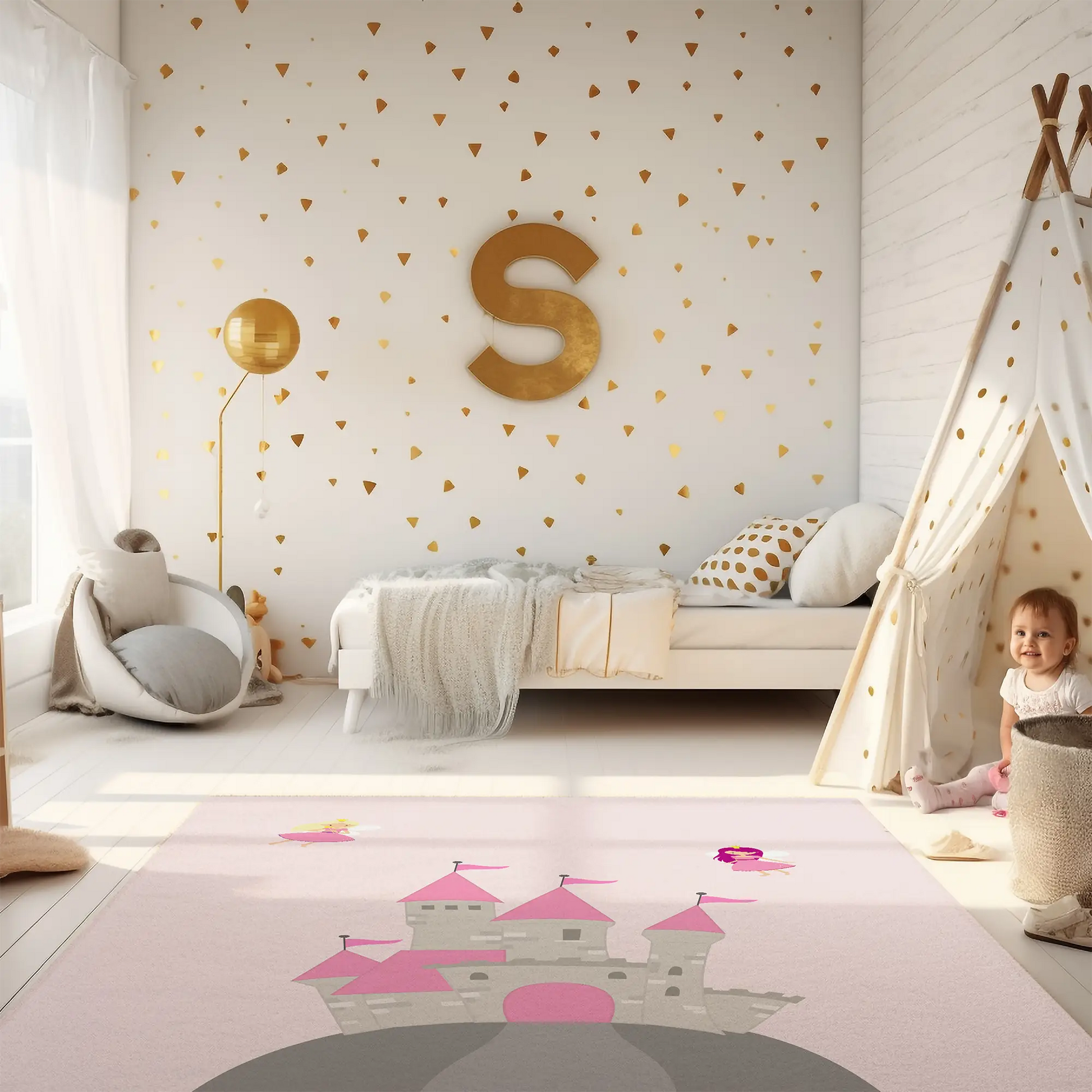 Kinderteppich "Feenschloss" von spielzwerg. RUG-00053-XL, RUG-00053-L.