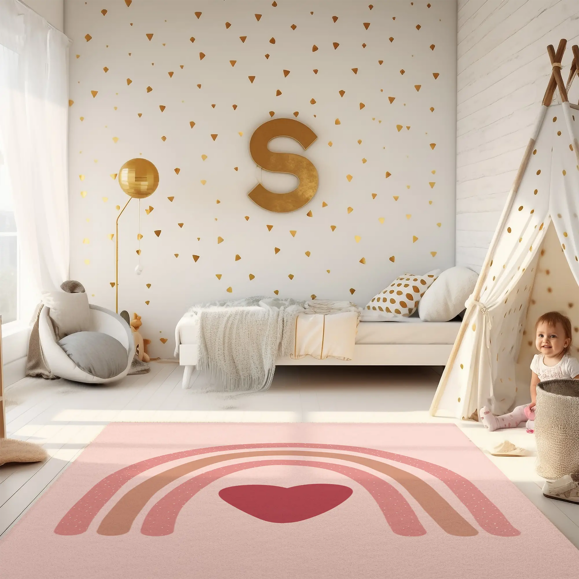 Kinderteppich "Regenbogenliebe" von spielzwerg. RUG-00183-XL, RUG-00183-L.