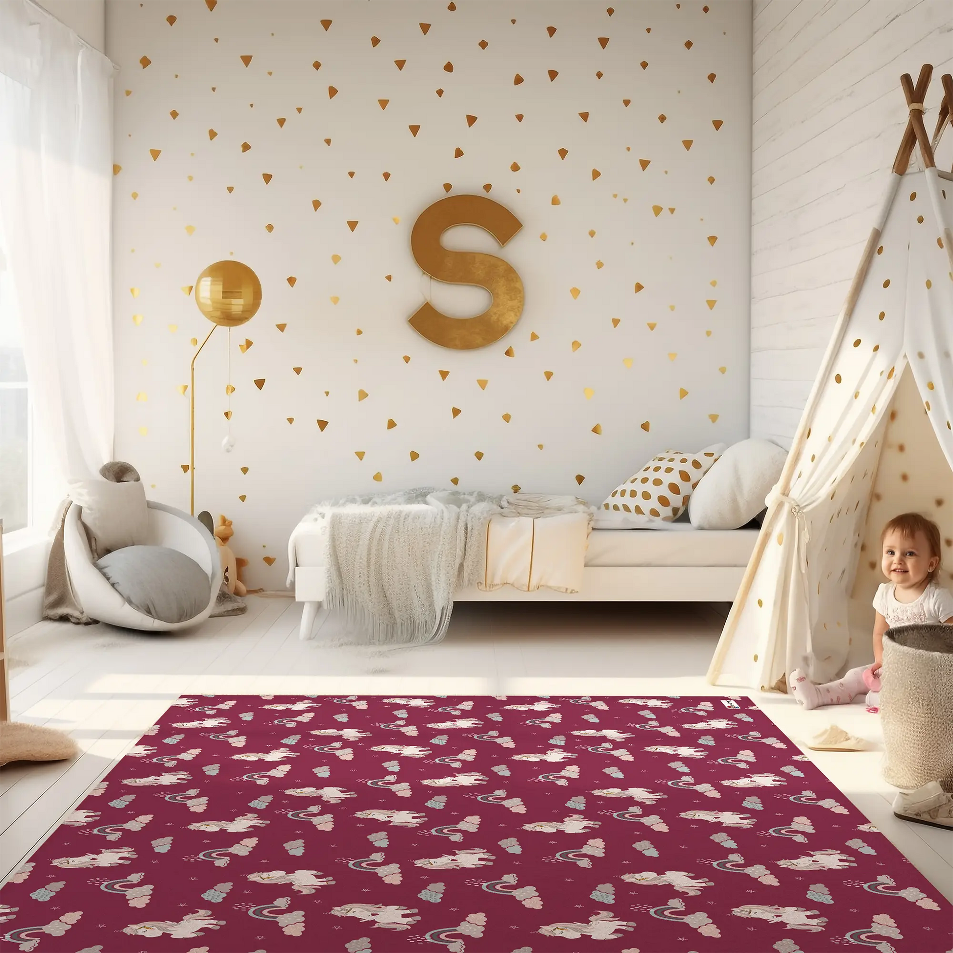 Kinderteppich "Einhornchaos" von spielzwerg. RUG-00120-XL, RUG-00120-L.