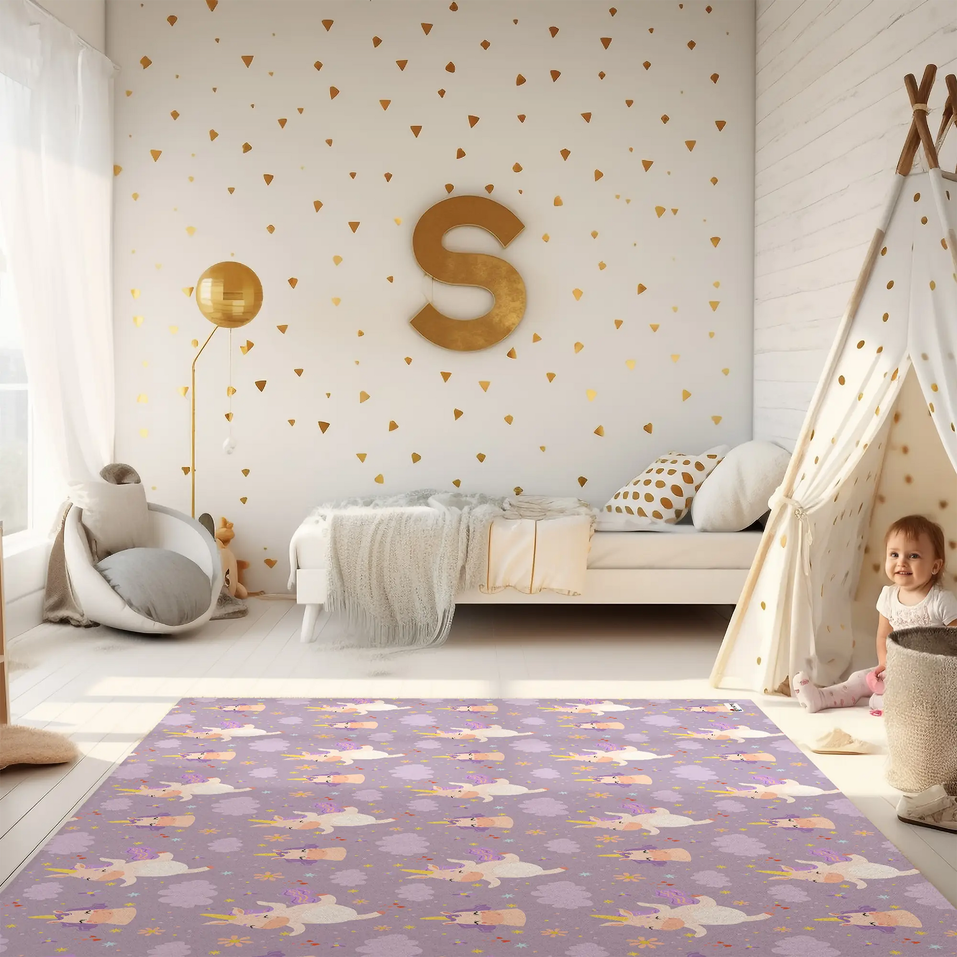 Kinderteppich "Einhornkür" von spielzwerg. RUG-00111-XL, RUG-00111-L.