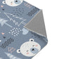 Kinderteppich "Eisbärenlandschaft" von spielzwerg. Nahaufnahme umgeklappte Ecke. RUG-00140-XL, RUG-00140-L.